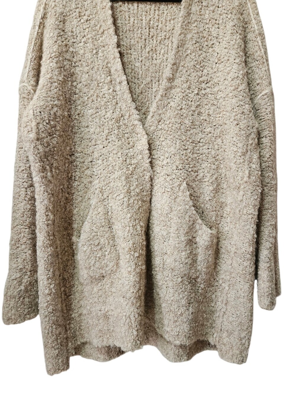Free People Boucle Cardi Sweater Alpaca Blend S Beige Cozycore Cottagecore - Picture 11 of 15